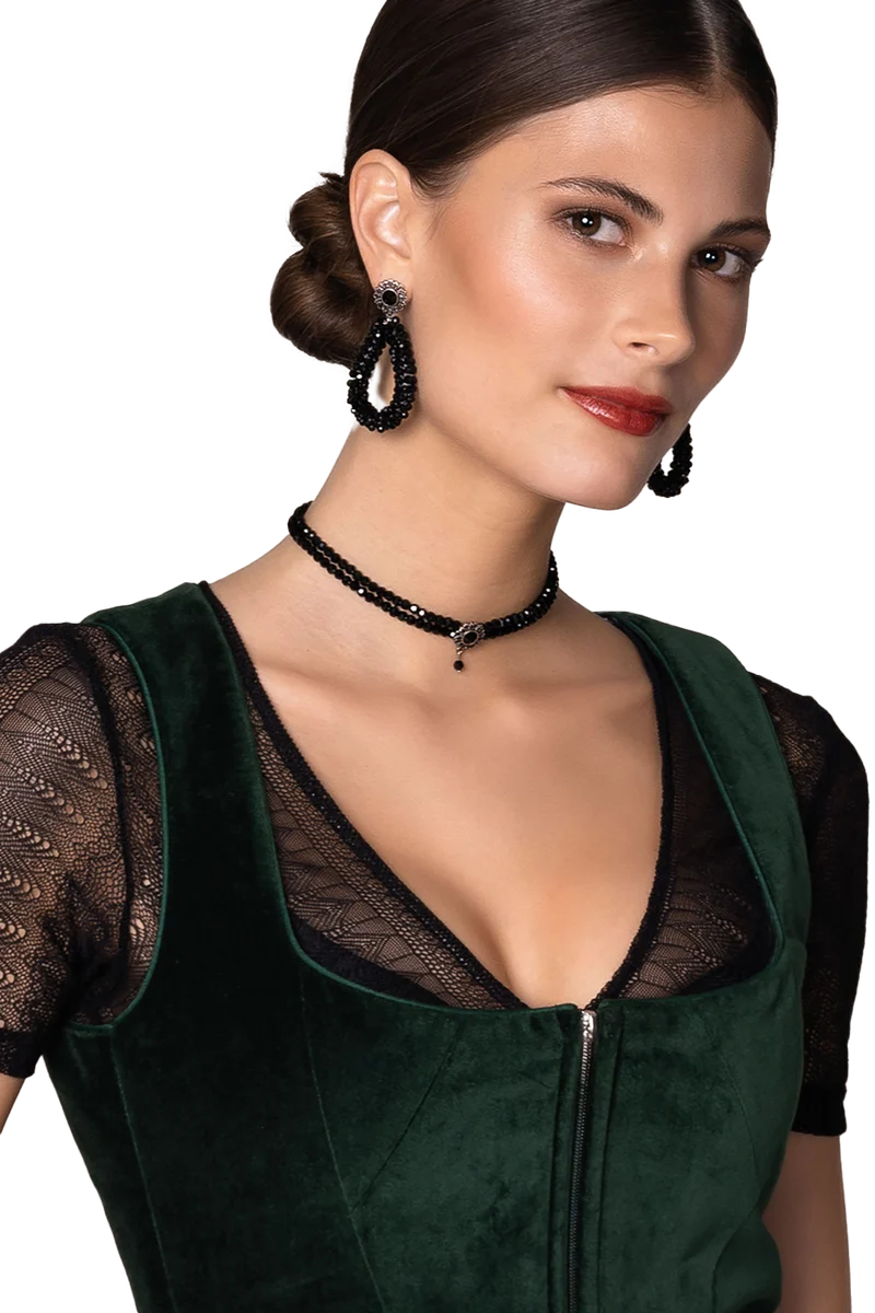 Damen Kropfkette aus Perlen - schwarz