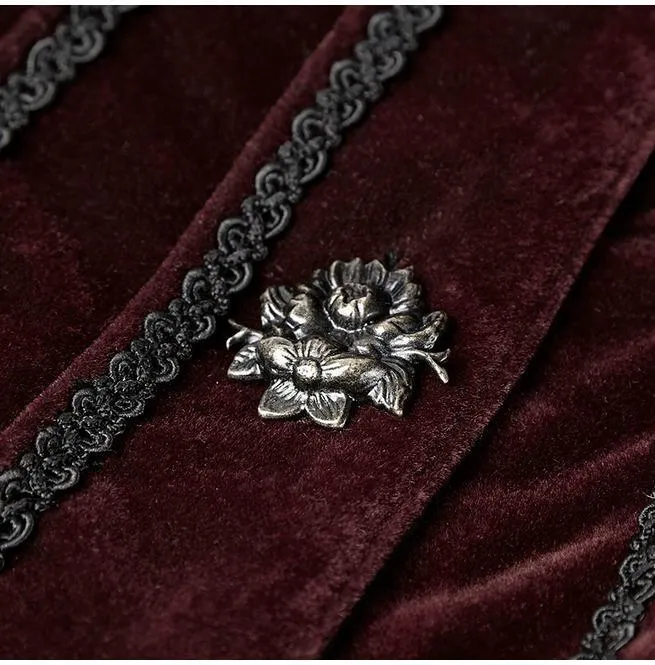 Frauen Gothic Stehkragen Forked Tail Velvet Jacken