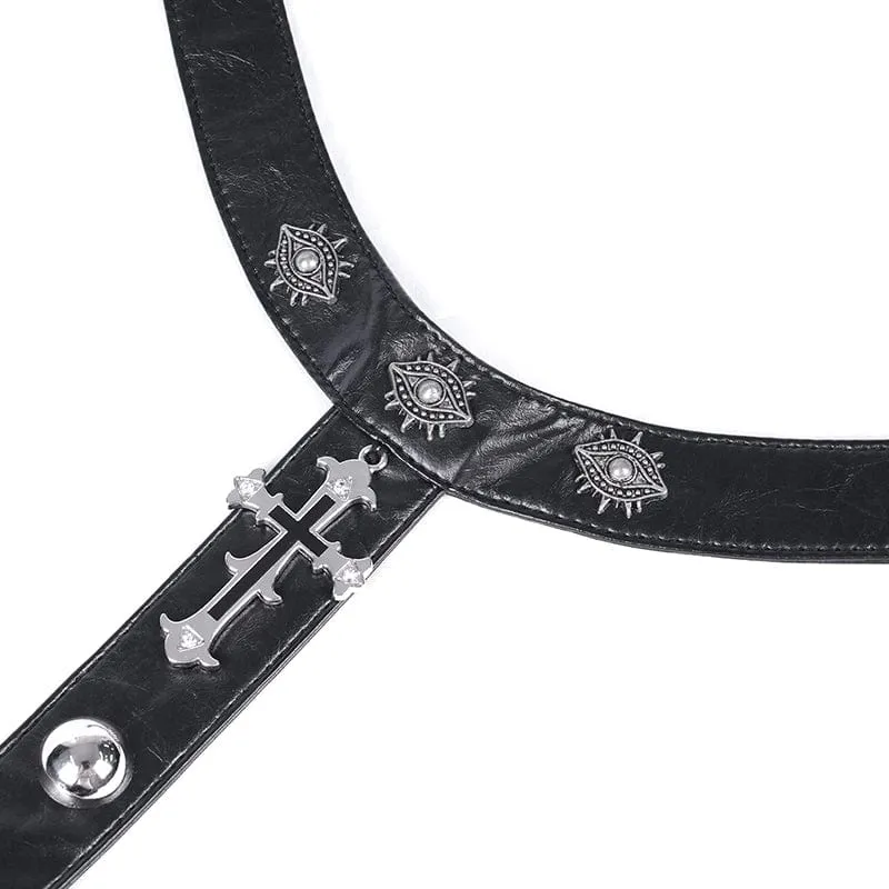 Gothic-Neckholder-Kurzkleid aus Netzstoff mit Schnalle für Damen