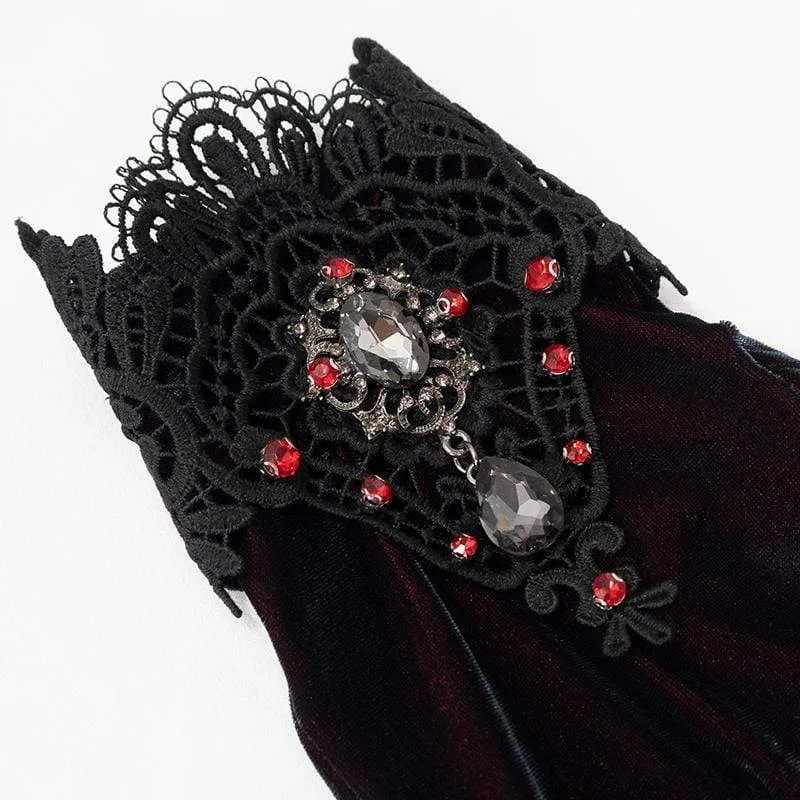 Gothic Handschuhe mit floralen Farbverlauf für Damen