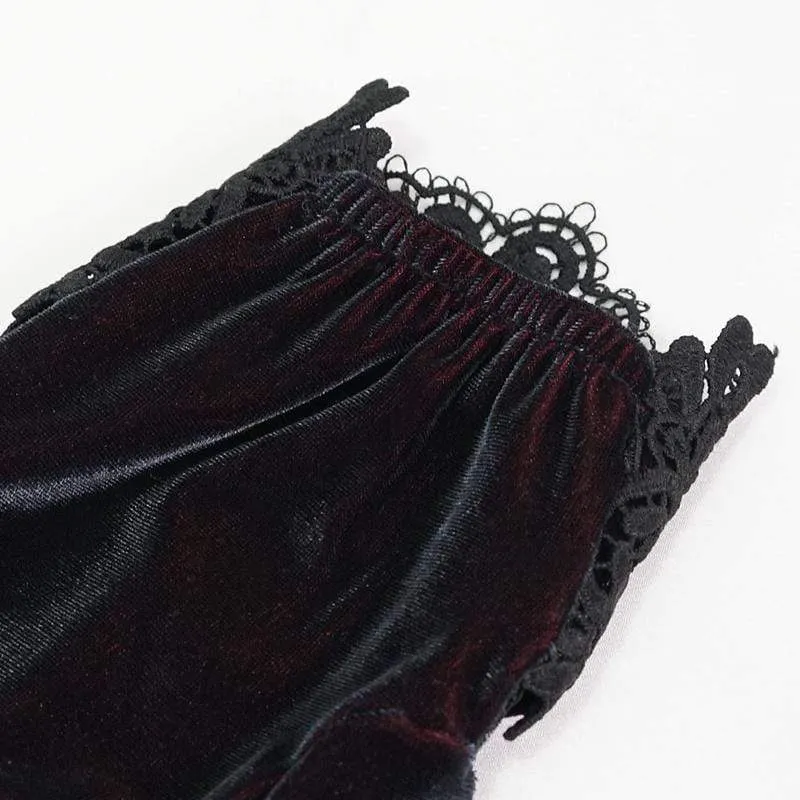 Gothic Handschuhe mit floralen Farbverlauf für Damen