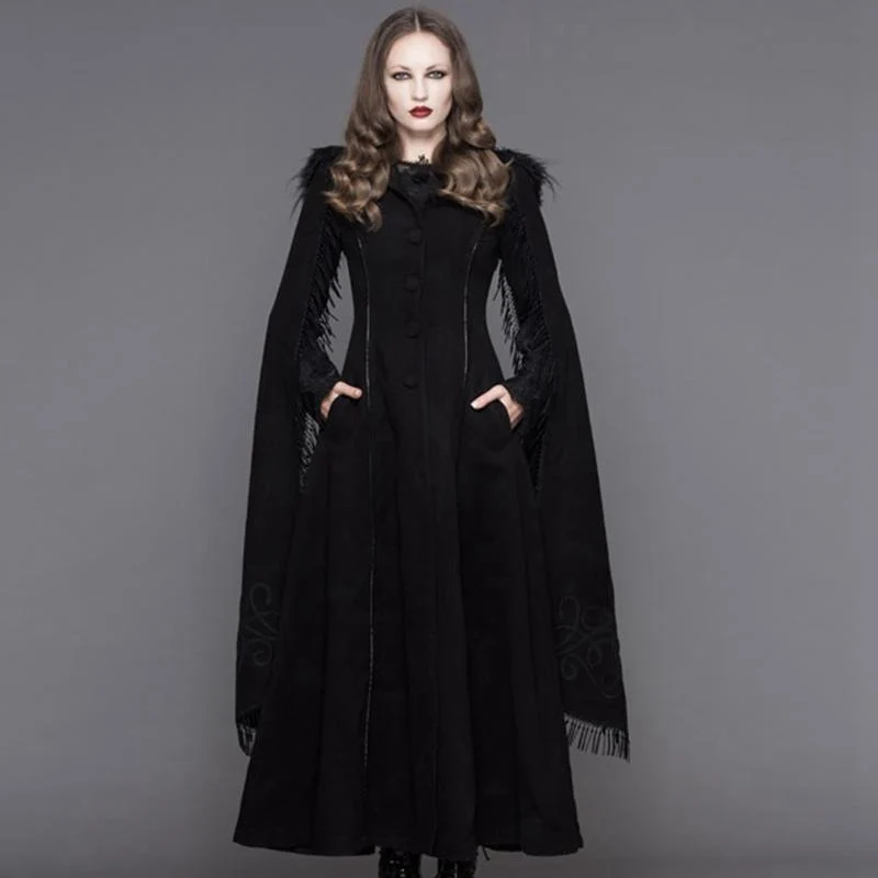 Gothic-Mantel für Damen mit Engelsärmeln und Quasten