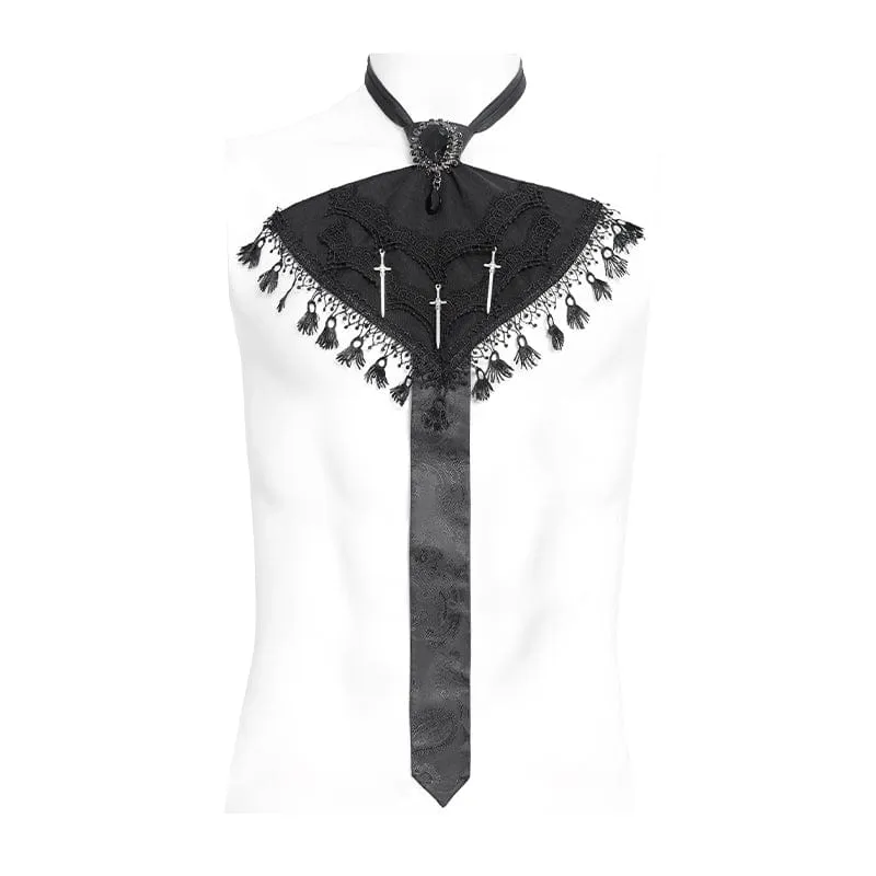 Herren-Krawatte mit gotischem Kreuz und Quaste