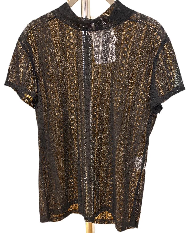 Spitzenbluse Dirndlbluse Shirtbluse Turi Kurzarm schwarz