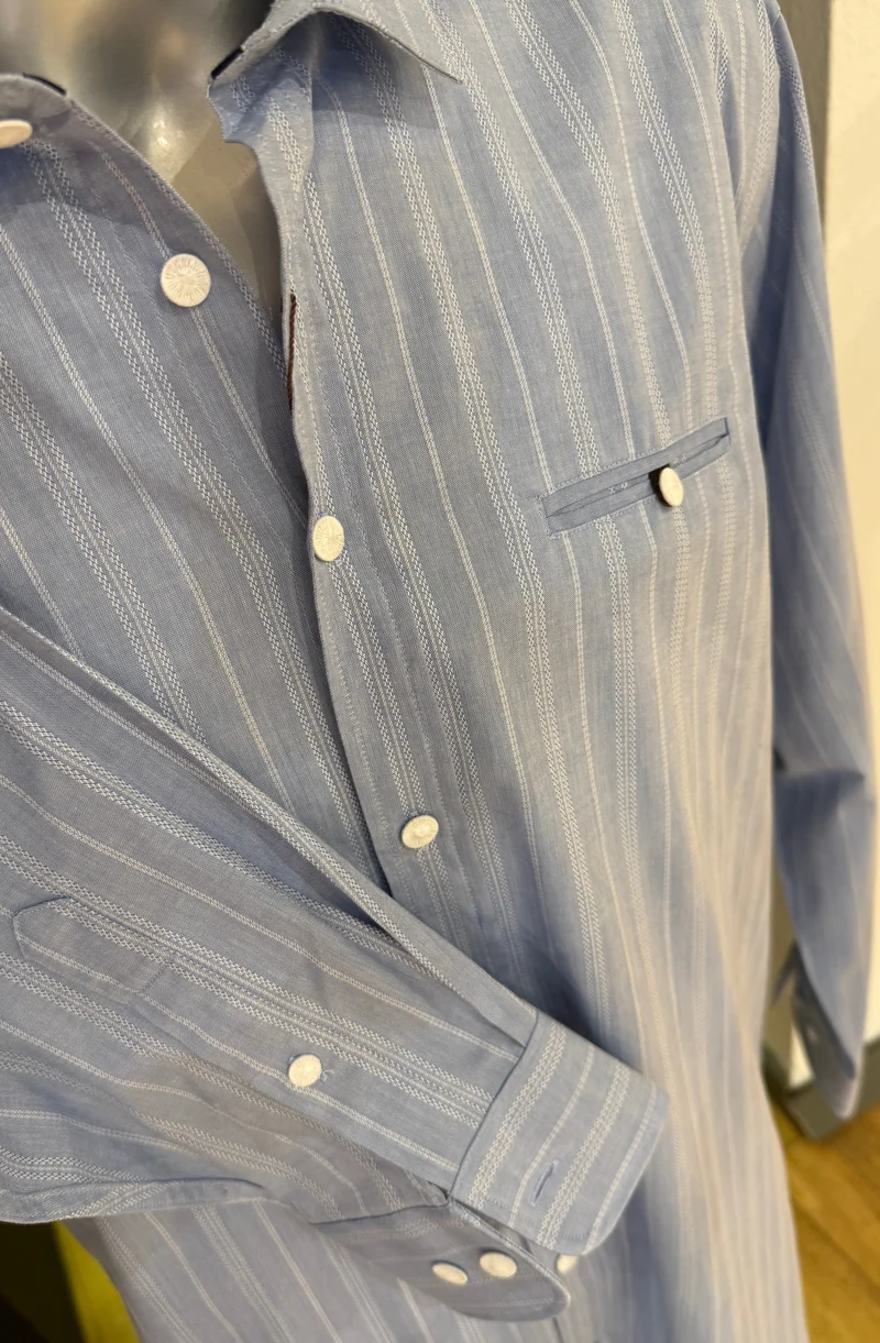 Trachtenhemd G'weih & Silk hellblau gestreift