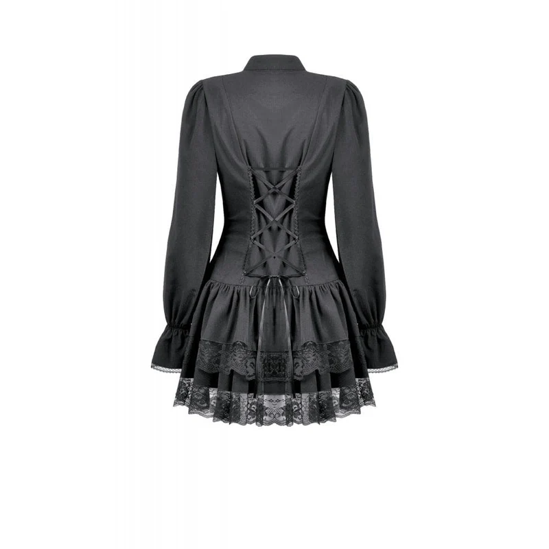 Gothic-Kleid mit Rüschen und Puffärmeln für Damen, Abschlusskleid