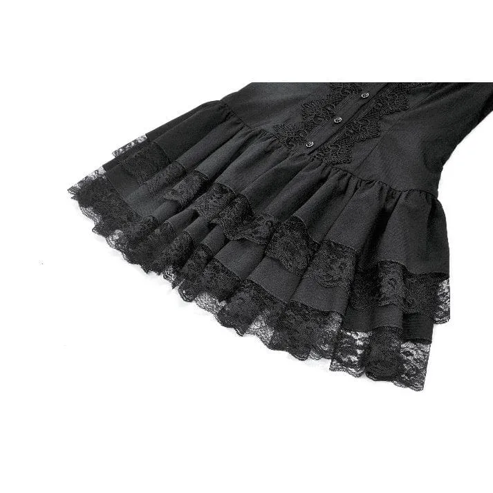 Gothic-Kleid mit Rüschen und Puffärmeln für Damen, Abschlusskleid
