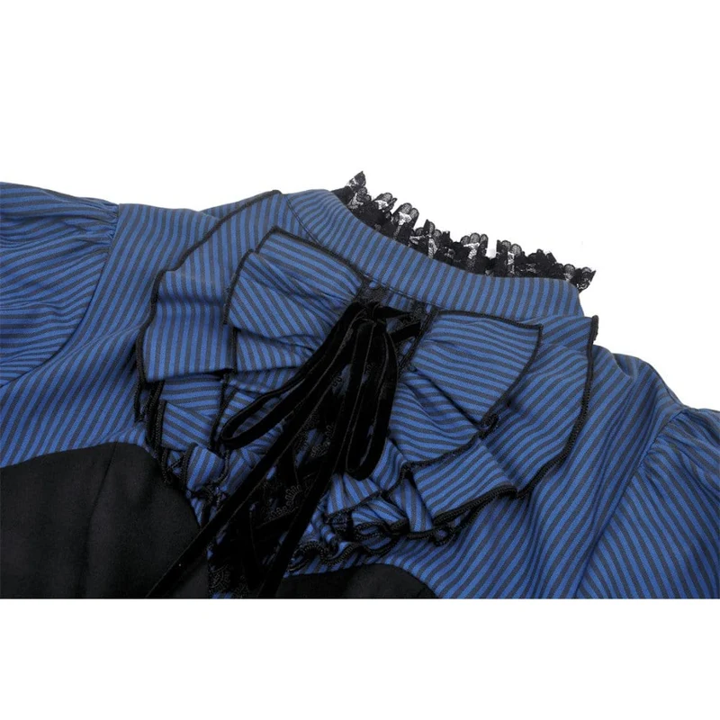 Damen-Grunge-Kleid mit Stehkragen und Streifenmuster