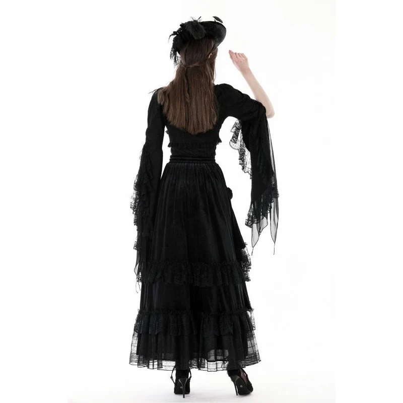 Gothic-Cape mit ausgestellten Ärmeln und Spitzenspleißen für Damen
