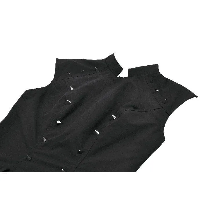 Asymmetrisches Plisseekleid mit Punk-Nieten für Damen