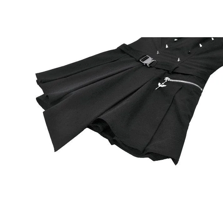 Asymmetrisches Plisseekleid mit Punk-Nieten für Damen