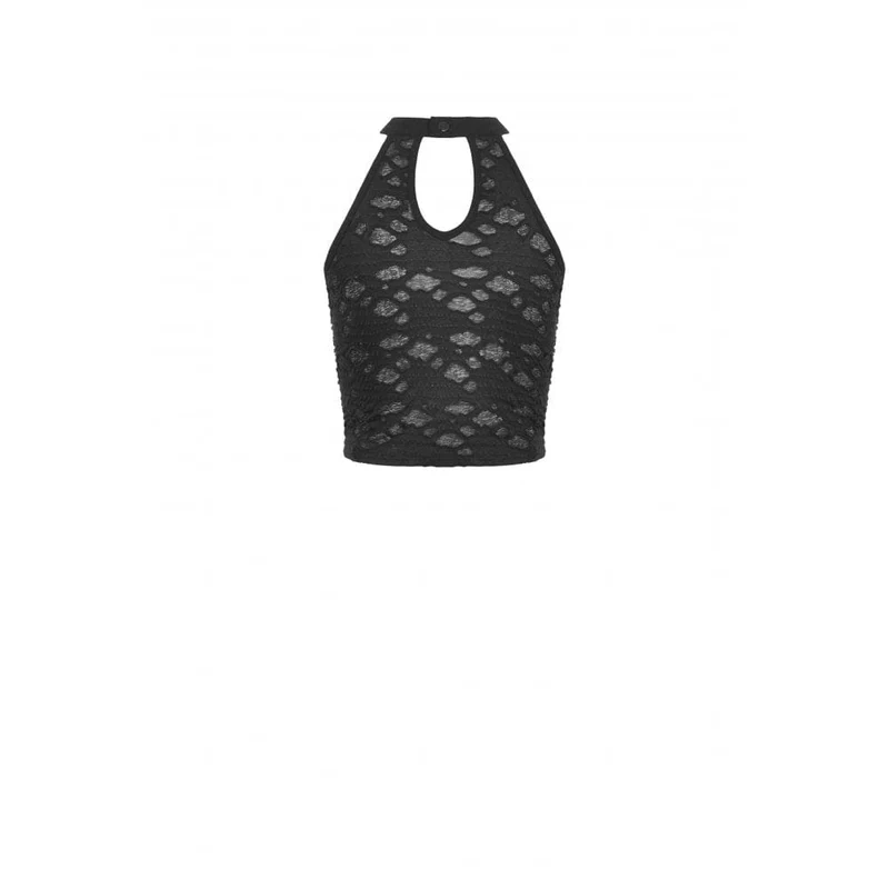 Damen-Tanktop mit Punk-Ösenriemen und Rissen