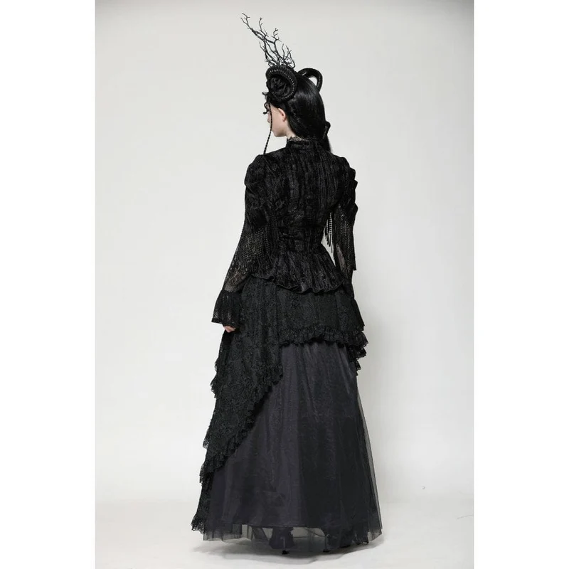 Gothic-Langarmshirt mit Cut-out-Spitze für Damen