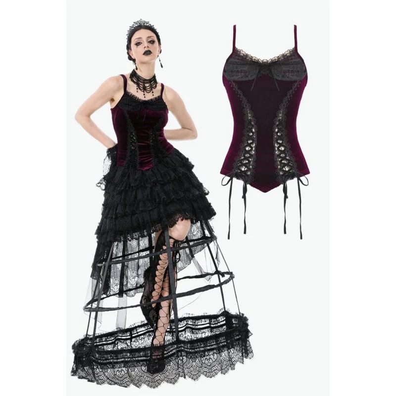 Gothic Velet Tank Top mit Schnürung für Damen
