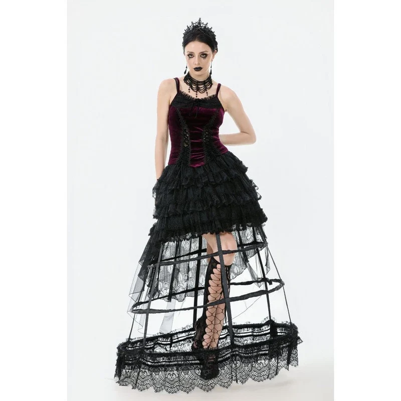 Gothic Velet Tank Top mit Schnürung für Damen
