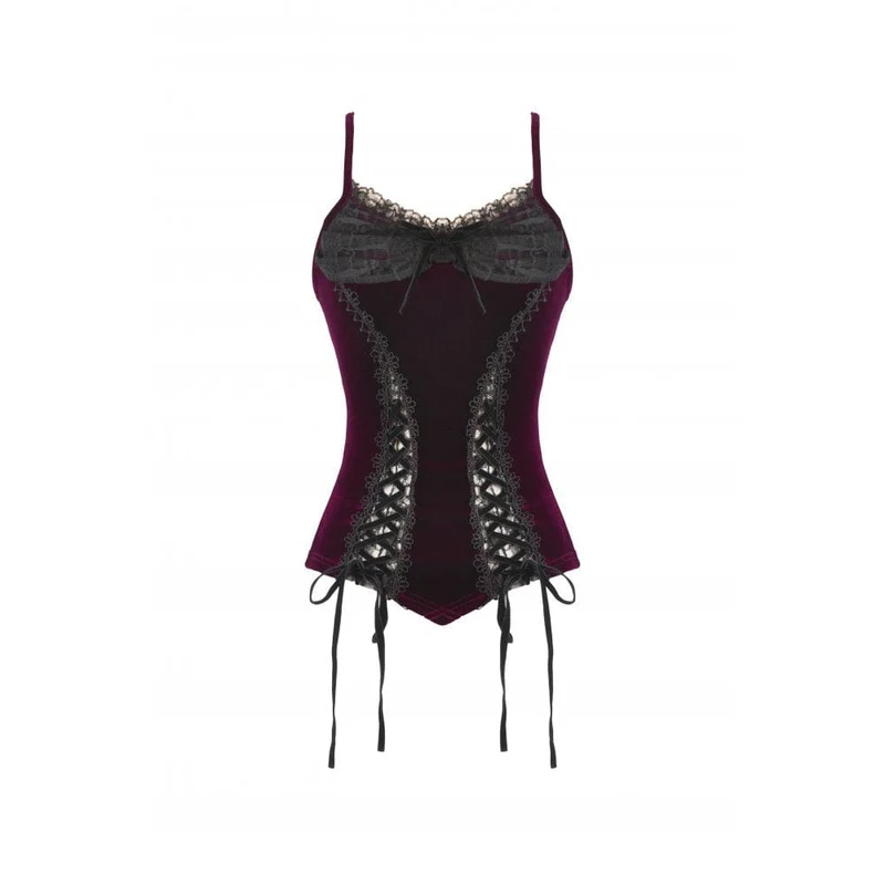 Gothic Velet Tank Top mit Schnürung für Damen