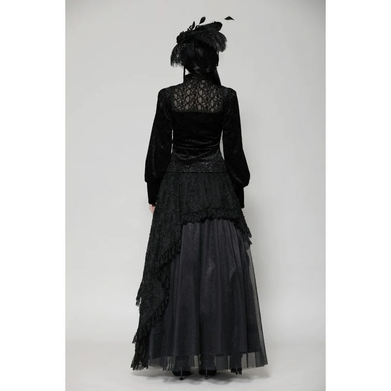 Langärmliges Gothic-Shirt mit Blumenspitze für Damen