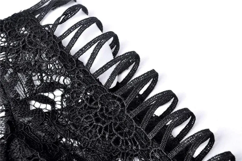 Gothic-Cape für Damen, schulterfrei, geblümt, gehäkelt, mit Chiffonärmeln