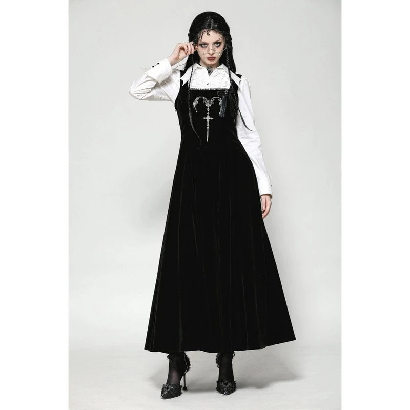 Gothic-Unterkleid aus Samt mit Stickerei und Hörnern für Damen zum Schnüren