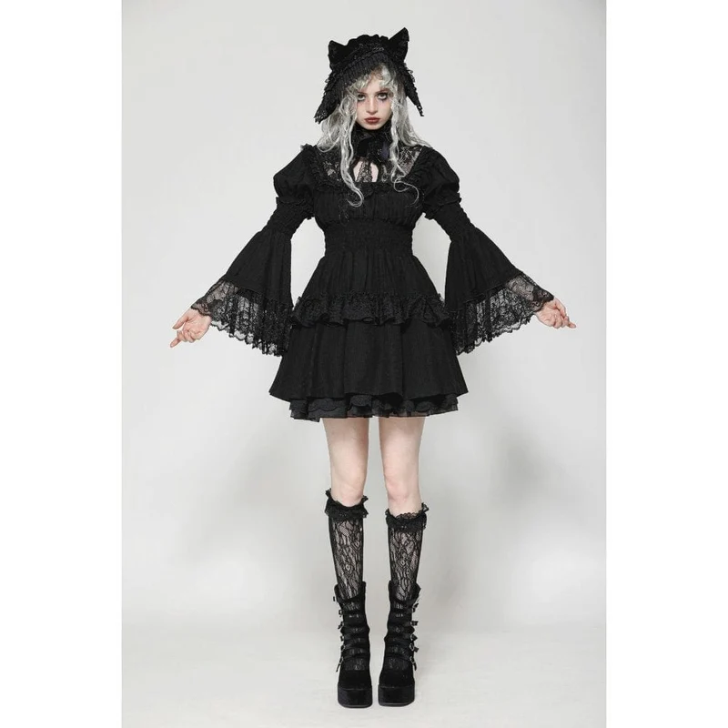 Gothic-Abschlusskleid mit Puffärmeln und Rüschen für Damen