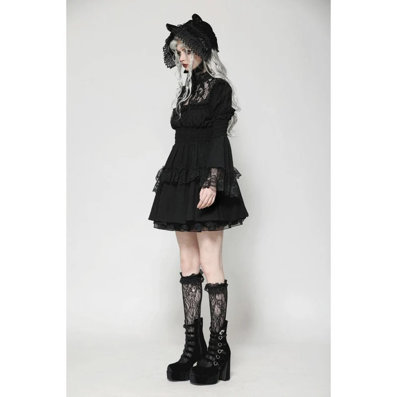 Gothic-Abschlusskleid mit Puffärmeln und Rüschen für Damen