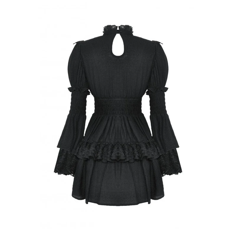 Gothic-Abschlusskleid mit Puffärmeln und Rüschen für Damen