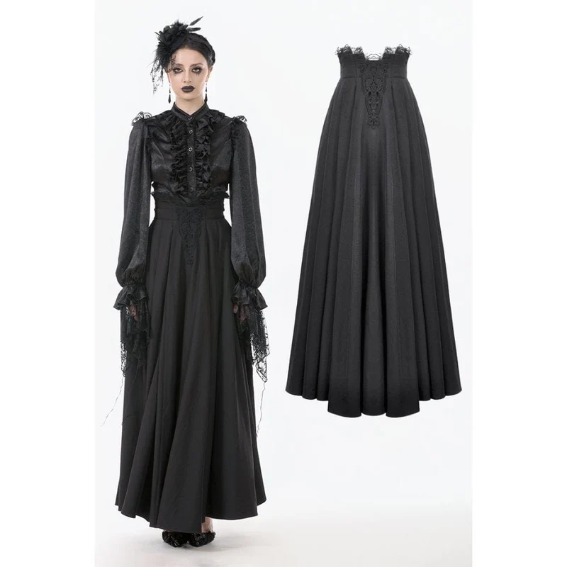 Gothic-Maxirock mit Stickereien für Damen