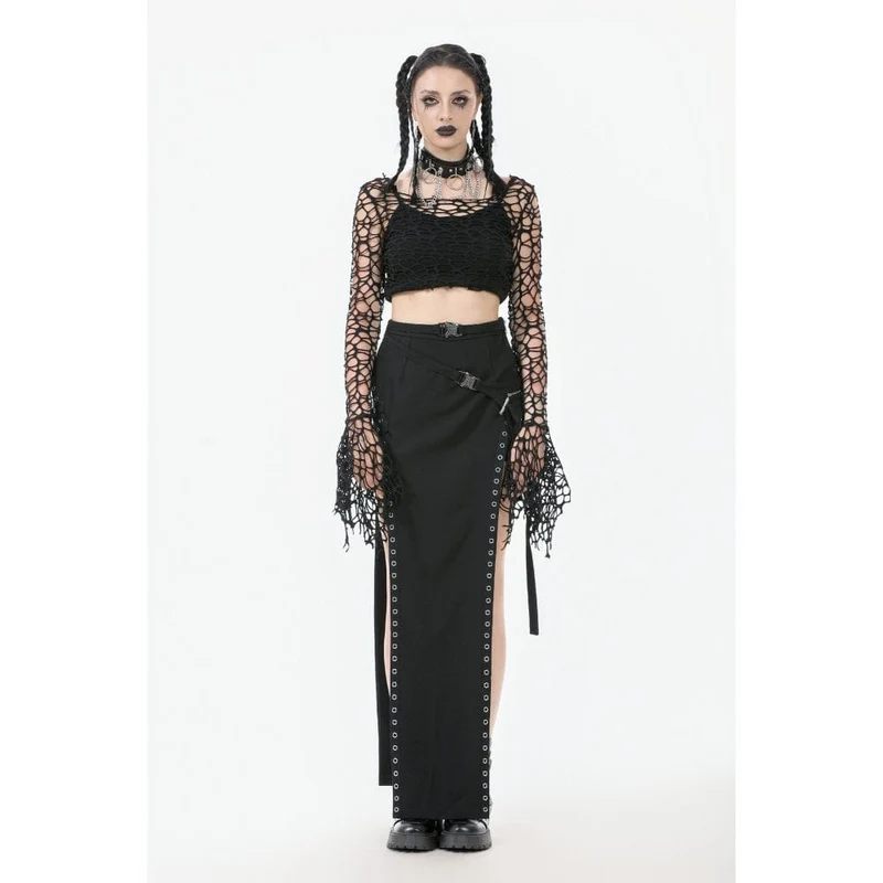 Gothic-Crop-Top mit ausgestellten Ärmeln für Damen