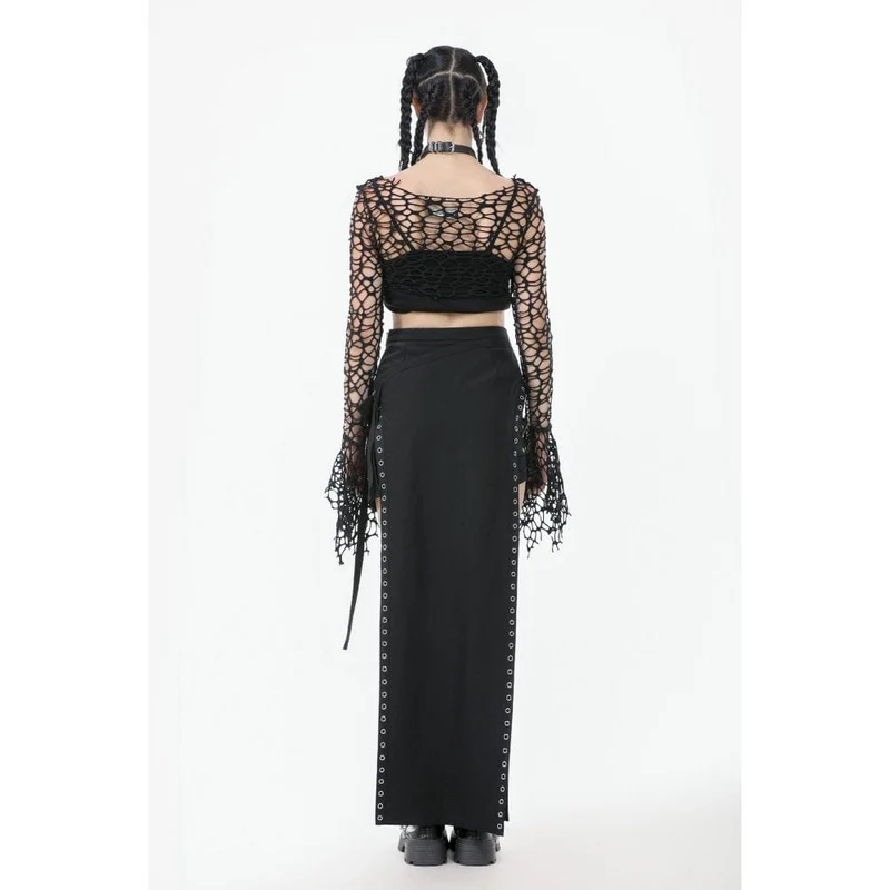 Gothic-Crop-Top mit ausgestellten Ärmeln für Damen