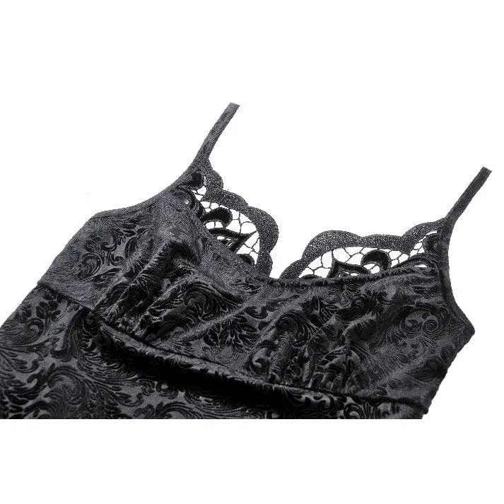 Tanktop aus Gothic-Samt mit Prägung für Damen