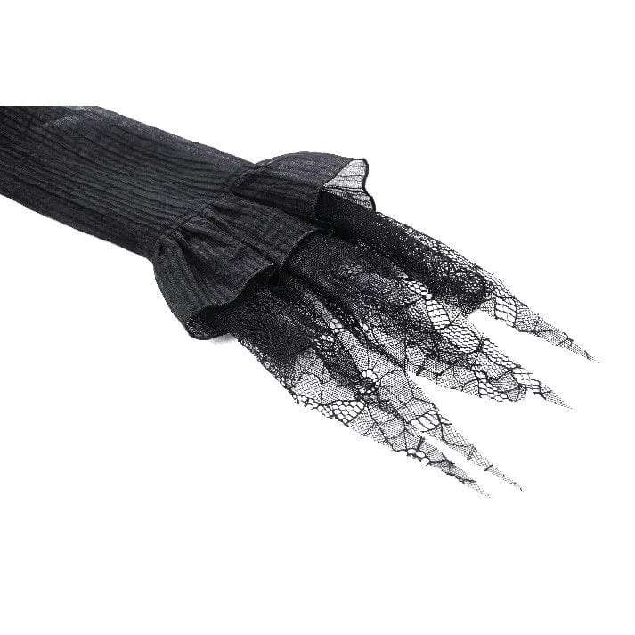 Gothic-Hexenkleid mit Puffärmeln und Spinnennetz-Muster für Damen