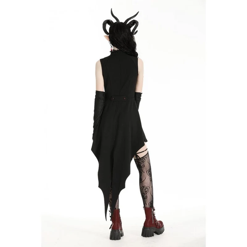 Gothic-Halloween-Frackkleid in Kontrastfarbe für Damen