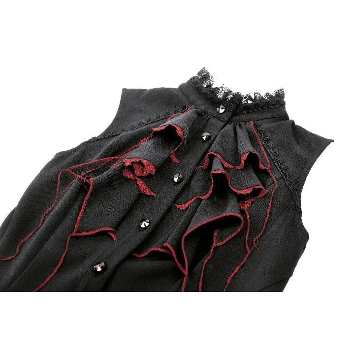 Gothic-Halloween-Frackkleid in Kontrastfarbe für Damen