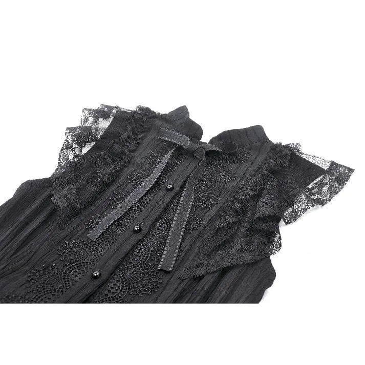 Gotisches Heimkehrkleid mit Cheongsam-Kragen und Rüschen für Damen