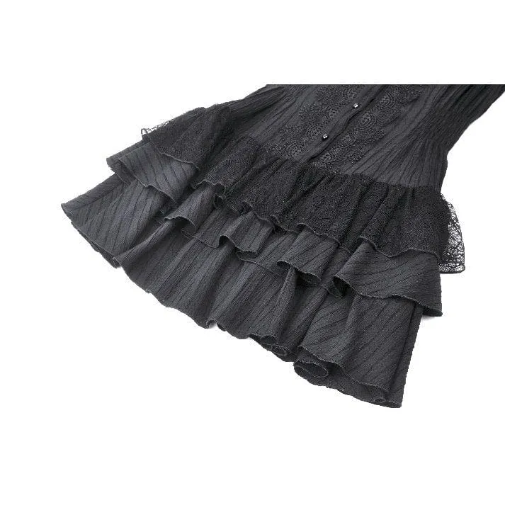 Gotisches Heimkehrkleid mit Cheongsam-Kragen und Rüschen für Damen