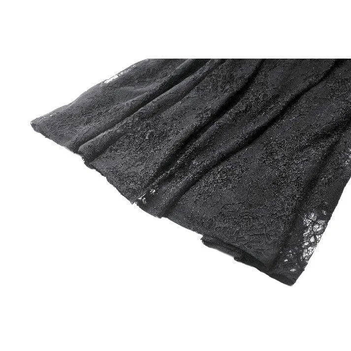 Gothic-Brautkleid für Damen mit besticktem Spitzensaum und Raffungen