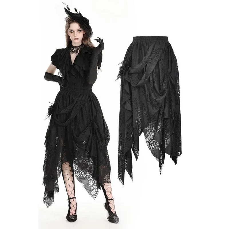 Unregelmäßiger Gothic-Spitzenrock für Damen