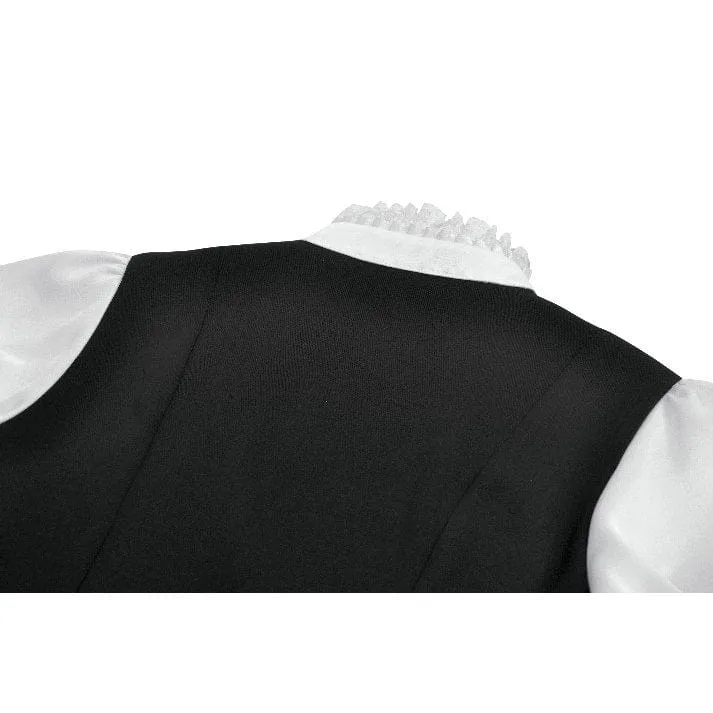 Gothic-Damenbluse mit zweifarbiger Spitze, Rüschen und Stehkragen