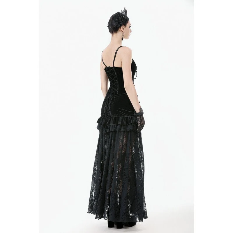 Gothic-Überbrustkorsett aus Samt mit Metallkette in Kontrastfarbe für Damen
