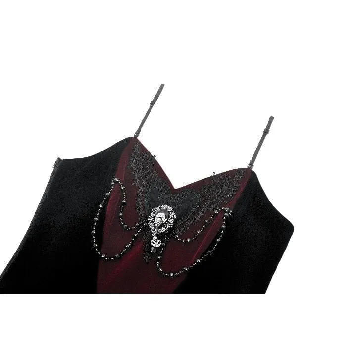 Gothic-Überbrustkorsett aus Samt mit Metallkette in Kontrastfarbe für Damen