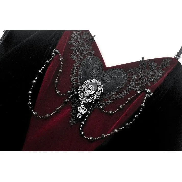 Gothic-Überbrustkorsett aus Samt mit Metallkette in Kontrastfarbe für Damen