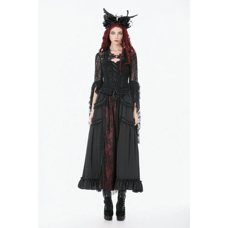 Gothic-Cape für Damen mit Spitzenbesatz und ausgestellten Ärmeln