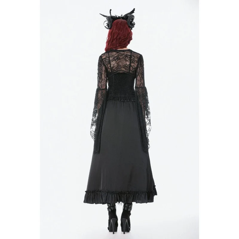 Gothic-Cape für Damen mit Spitzenbesatz und ausgestellten Ärmeln