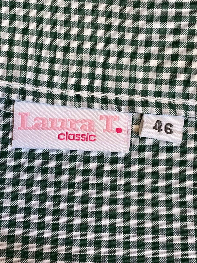 Vintage Trachtenbluse grün weiß kariert Vichykaro Laura T Gr. 46
