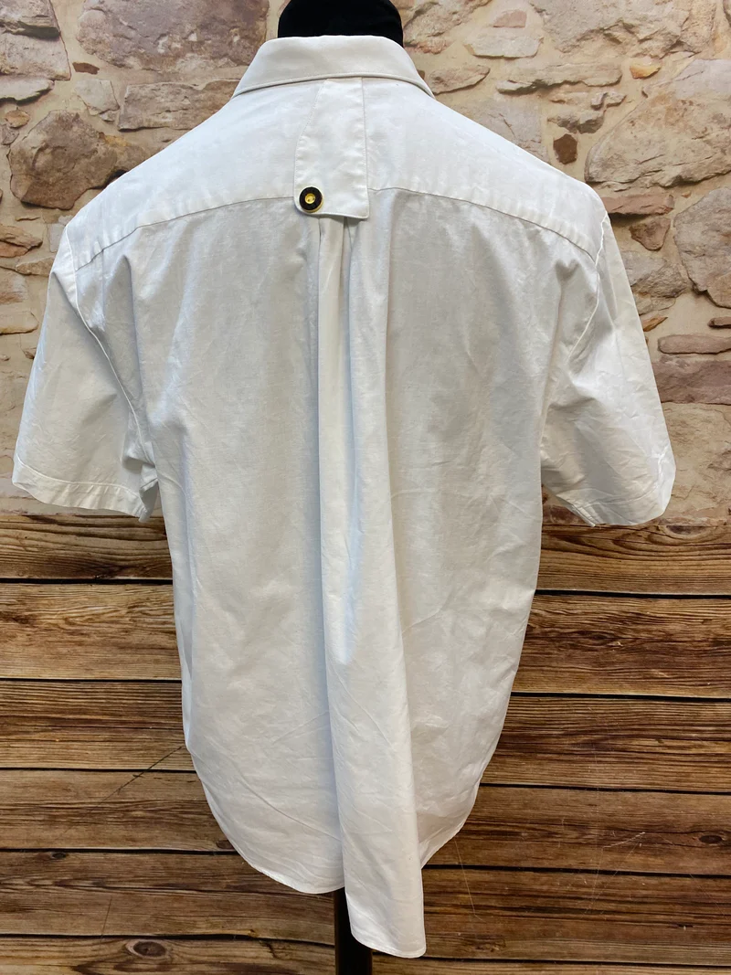 Vintage Trachtenhemd Herren Weiß Kurzarm Edelweiß Größe 43