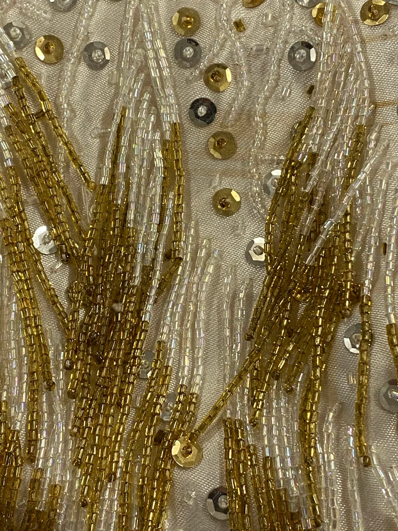 Vintage Abendtasche Gold mit Perlen