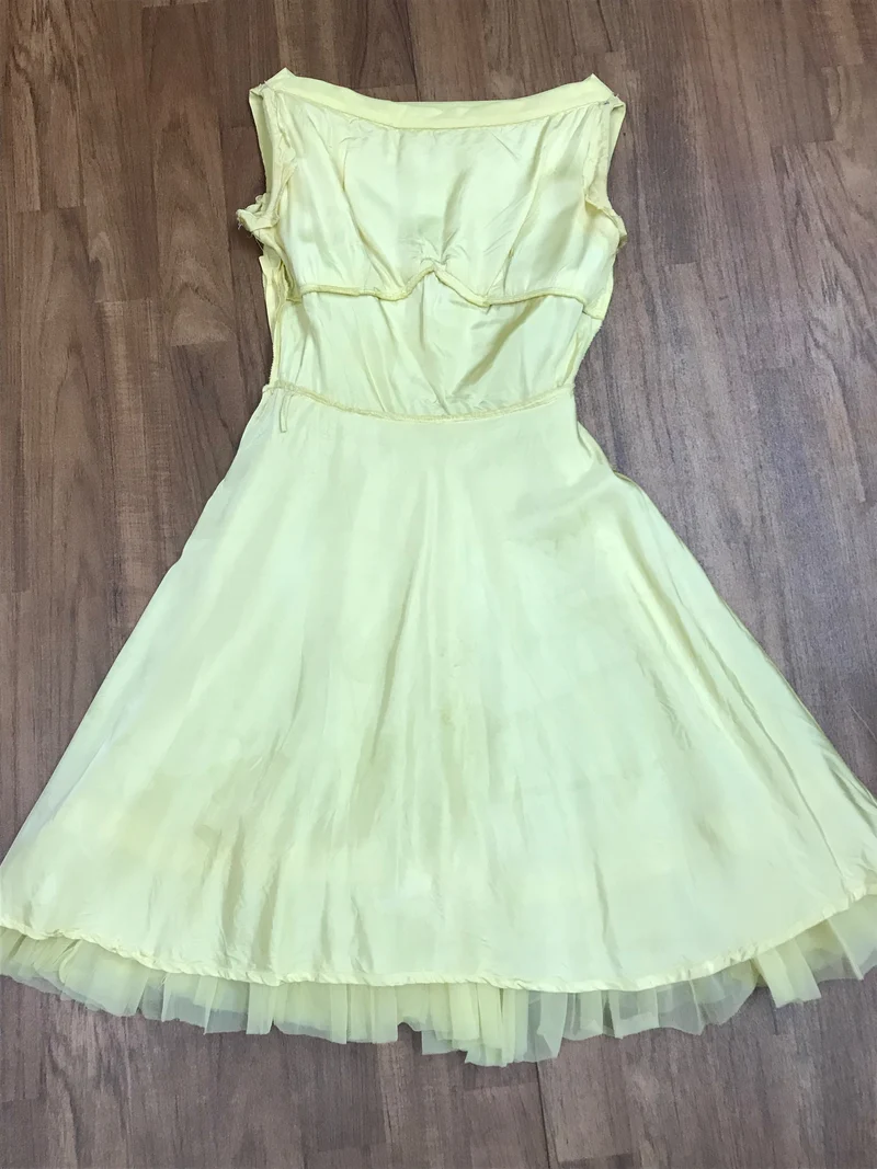 Vintage 1950er Tageskleid Gelb Gr. 32