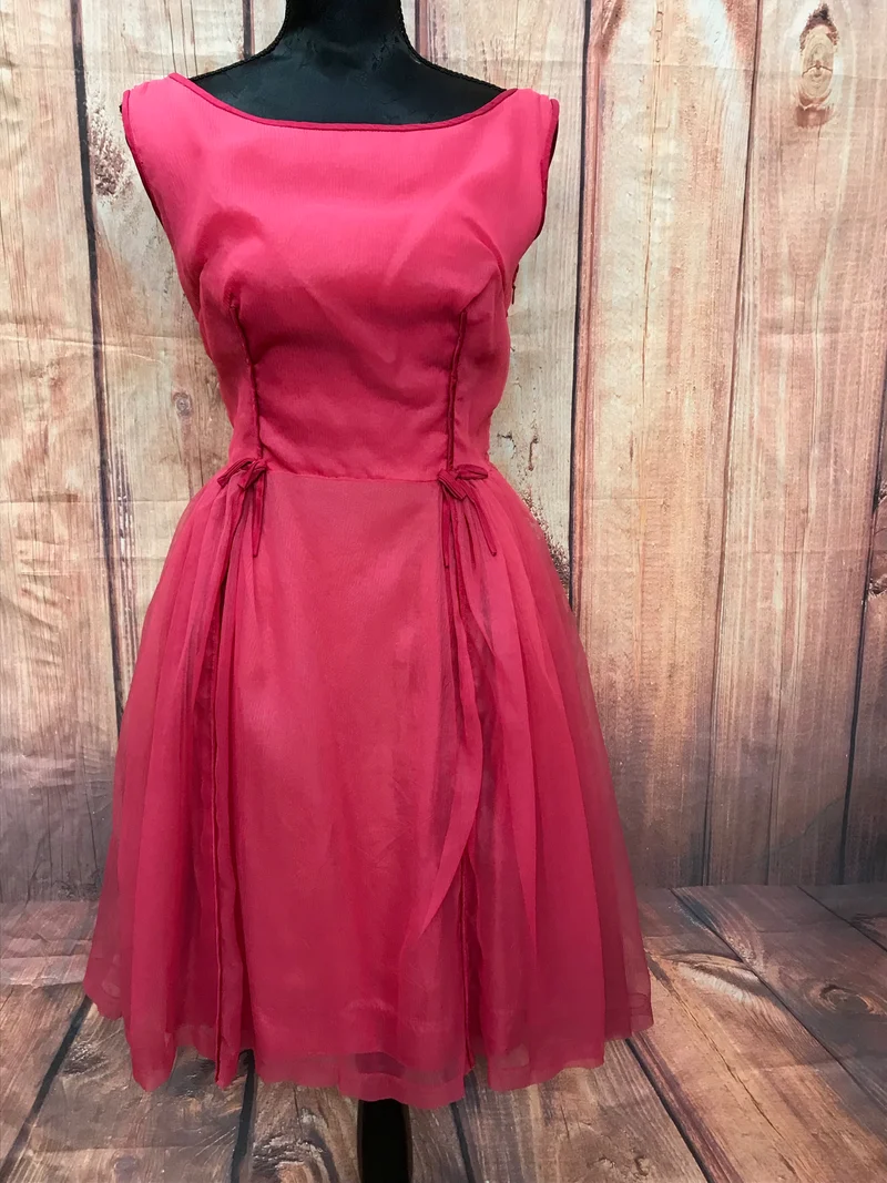 Vintage Cocktailkleid pink 50er handmade True Vintage Gr. 34