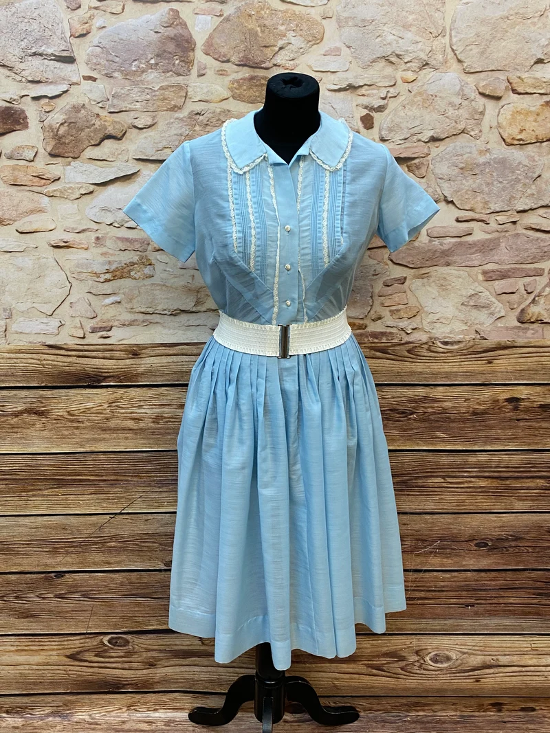 Vintage Kleid Oldtimer Mode hellblau Gr.34