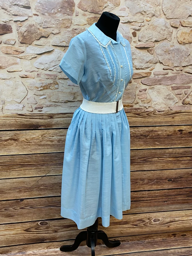 Vintage Kleid Oldtimer Mode hellblau Gr.34
